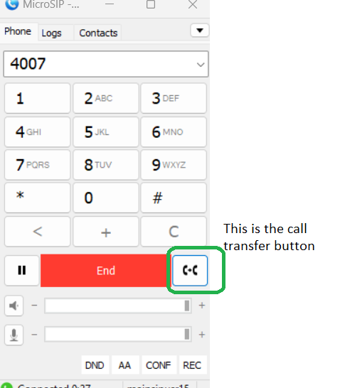 microsip transfer call